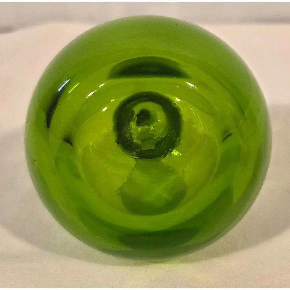 Vintage Hand Blown Green Art Glass Pear Mid Century Decor